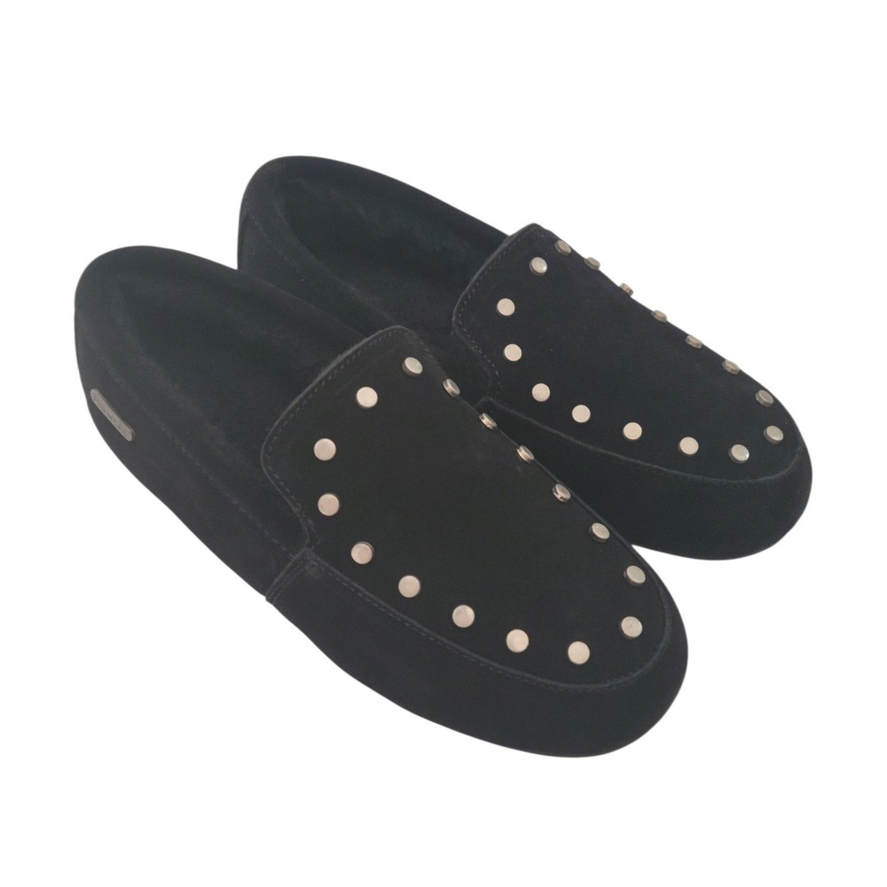 Pamir Comfort Moccasins Women 5M Black Suede Studded Loafers Shoes New